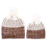 Maxbell Winter Stylish Warm Novelty Mom+Baby Knitted Pom Bobble Hat Cap Khaki