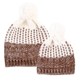 Maxbell Winter Stylish Warm Novelty Mom+Baby Knitted Pom Bobble Hat Cap Khaki