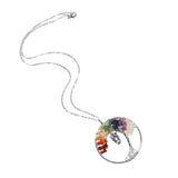 Maxbell Tree of Life Owl Pendant Wire Wrapped Gemstone Jewelry Colorful