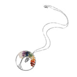 Maxbell Tree of Life Owl Pendant Wire Wrapped Gemstone Jewelry Colorful