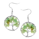 Maxbell Women Vintage Gemstone Tree Of Life Dangle Earrings Jewelry Green