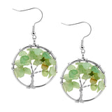 Maxbell Women Vintage Gemstone Tree Of Life Dangle Earrings Jewelry Green