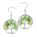 Maxbell Women Vintage Gemstone Tree Of Life Dangle Earrings Jewelry Green