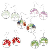 Maxbell Women Vintage Gemstone Tree Of Life Dangle Earrings Jewelry Green