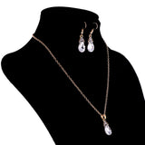 Maxbell Luxury Crystal Necklace Earrings Wedding Bridal Fancy Jewelry Set White