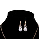 Maxbell Luxury Crystal Necklace Earrings Wedding Bridal Fancy Jewelry Set White