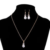 Maxbell Luxury Crystal Necklace Earrings Wedding Bridal Fancy Jewelry Set White