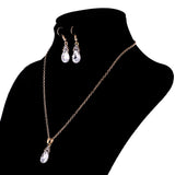 Maxbell Luxury Crystal Necklace Earrings Wedding Bridal Fancy Jewelry Set White