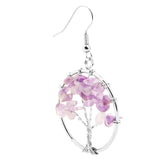 Maxbell Women Vintage Gemstone Tree Of Life Dangle Earrings Jewelry Purple