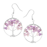 Maxbell Women Vintage Gemstone Tree Of Life Dangle Earrings Jewelry Purple