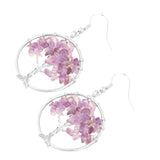 Maxbell Women Vintage Gemstone Tree Of Life Dangle Earrings Jewelry Purple