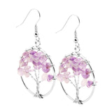 Maxbell Women Vintage Gemstone Tree Of Life Dangle Earrings Jewelry Purple