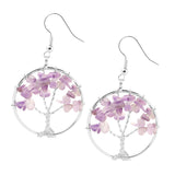 Maxbell Women Vintage Gemstone Tree Of Life Dangle Earrings Jewelry Purple