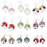 Maxbell Women Vintage Gemstone Tree Of Life Dangle Earrings Jewelry Purple