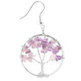 Maxbell Women Vintage Gemstone Tree Of Life Dangle Earrings Jewelry Purple