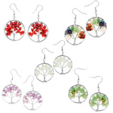 Maxbell Women Vintage Gemstone Tree Of Life Dangle Earrings Jewelry Purple