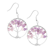 Maxbell Women Vintage Gemstone Tree Of Life Dangle Earrings Jewelry Purple