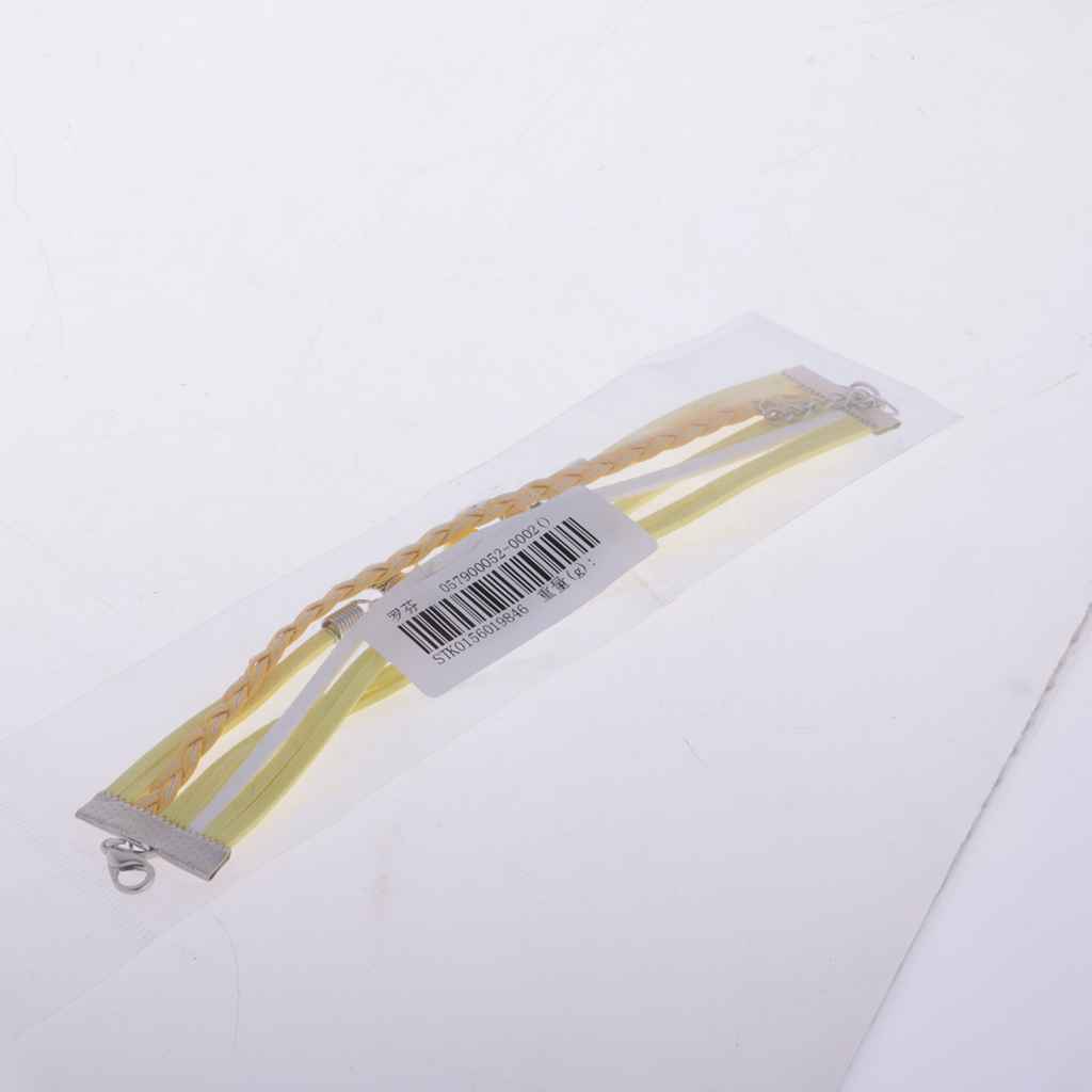 Maxbell Fashion Multilayer Learther Jewelry Wristband Braided Bracelet Yellow