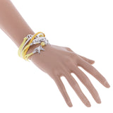 Maxbell Fashion Multilayer Learther Jewelry Wristband Braided Bracelet Yellow