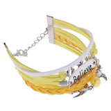 Maxbell Fashion Multilayer Learther Jewelry Wristband Braided Bracelet Yellow