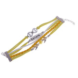 Maxbell Fashion Multilayer Learther Jewelry Wristband Braided Bracelet Yellow