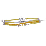 Maxbell Fashion Multilayer Learther Jewelry Wristband Braided Bracelet Yellow