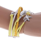 Maxbell Fashion Multilayer Learther Jewelry Wristband Braided Bracelet Yellow