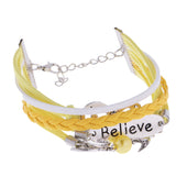 Maxbell Fashion Multilayer Learther Jewelry Wristband Braided Bracelet Yellow