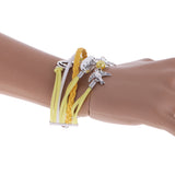 Maxbell Fashion Multilayer Learther Jewelry Wristband Braided Bracelet Yellow