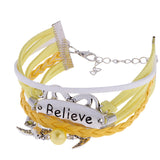 Maxbell Fashion Multilayer Learther Jewelry Wristband Braided Bracelet Yellow