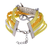 Maxbell Fashion Multilayer Learther Jewelry Wristband Braided Bracelet Yellow