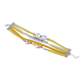 Maxbell Fashion Multilayer Learther Jewelry Wristband Braided Bracelet Yellow