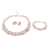 Maxbell Pearl Crystal Necklace Earrings Bracelet Bridal Wedding Jewelry Set Gold