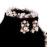 Maxbell Pearl Crystal Necklace Earrings Bracelet Bridal Wedding Jewelry Set Gold