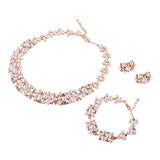 Maxbell Pearl Crystal Necklace Earrings Bracelet Bridal Wedding Jewelry Set Gold