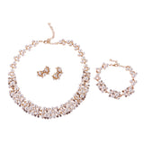 Maxbell Pearl Crystal Necklace Earrings Bracelet Bridal Wedding Jewelry Set Gold