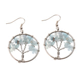 Maxbell Women Vintage Gemstone Tree Of Life Dangle Earrings Jewelry Light Green