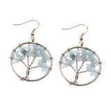 Maxbell Women Vintage Gemstone Tree Of Life Dangle Earrings Jewelry Light Green