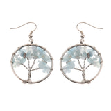 Maxbell Women Vintage Gemstone Tree Of Life Dangle Earrings Jewelry Light Green