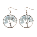 Maxbell Women Vintage Gemstone Tree Of Life Dangle Earrings Jewelry Light Green