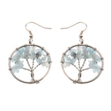 Maxbell Women Vintage Gemstone Tree Of Life Dangle Earrings Jewelry Light Green