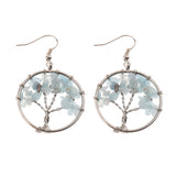 Maxbell Women Vintage Gemstone Tree Of Life Dangle Earrings Jewelry Light Green