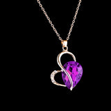 Maxbell Wedding Bridal Party Prom Crystal Heart Necklace Earrings Jewelry Set Purple