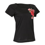 Maxbell Fashion Women Embroidery Blouse Casual Short Sleeve T-Shirt Tops L Black