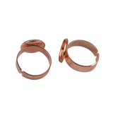 Maxbell 10 Pieces Adjustable Brass Ring Blank Round Bezel 12mm Cabochon Rose Gold