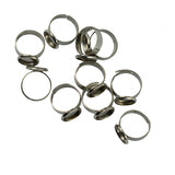 Maxbell 10 Pieces Adjustable Brass Ring Blank Round Bezel 12mm Cabochon Silver