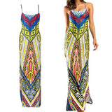 Maxbell Womens Bodycon Long Open Dress Floral Pattern Round Neck Backless L Yellow