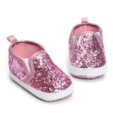Maxbell Newborn Baby Soft Soled Bling Crib Shoes Anti-Slip Sneakers Pink 12cm