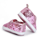 Maxbell Newborn Baby Soft Soled Bling Crib Shoes Anti-Slip Sneakers Pink 12cm