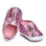 Maxbell Newborn Baby Soft Soled Bling Crib Shoes Anti-Slip Sneakers Pink 12cm